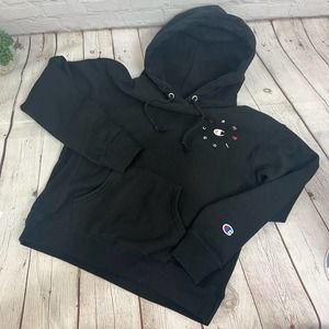 Champion Juniors Black Logo Hoodie Sweatshirt Small
